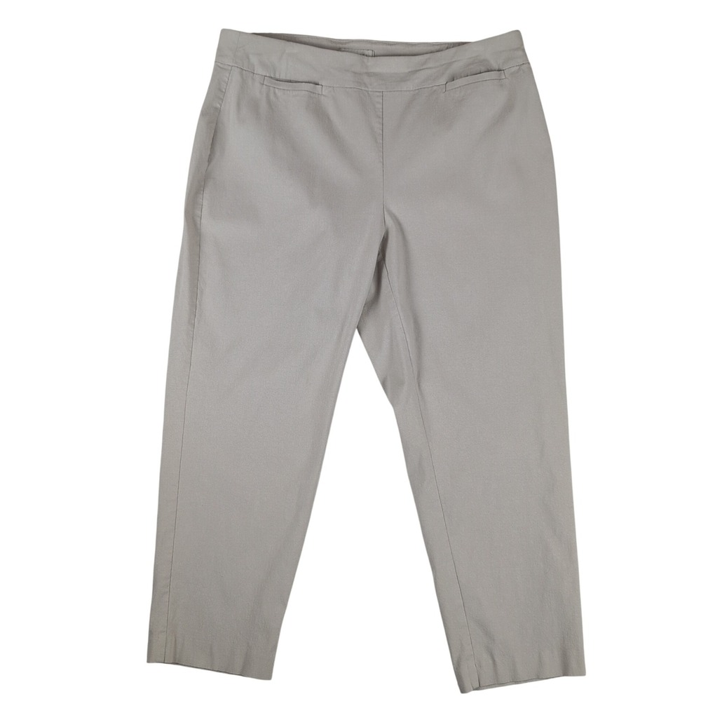 Talbots Woman Pull-On Ankle Pants Women 18W Beige Stretch Straight Leg Khaki